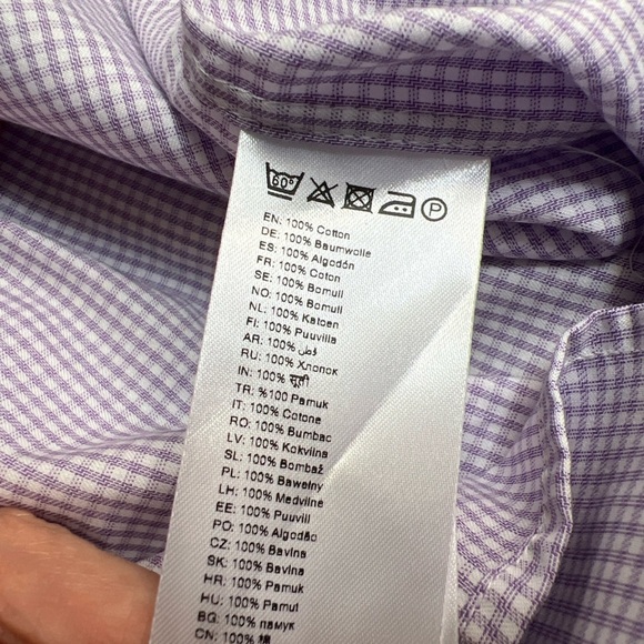 Eton Lavender & White Check Button Up Dress Shirt - Picture 7 of 7